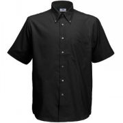 Рубашка "Short Sleeve Oxford Shirt", черный_L, 70% х/б, 30% п/э, 135 г/м2