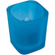 Подсвечник с электрической свечой; синий; 4х4х6 см; стекло, пластик