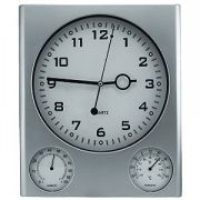 Часы настенные с термометром и гигрометром; 26,6х3,1х31,1 см; пластик