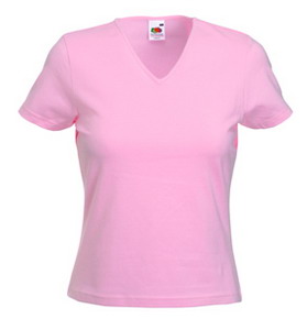 Футболка "Lady-Fit V-Neck T", светло-розовый_M, 95% х/б, 5% эластан, 210 г/м2