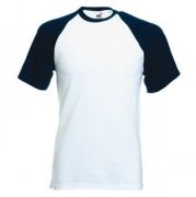 Футболка "Short Sleeve Baseball T", белый с глубоким темно-синим_XL, 100% х/б, 160 г/м2