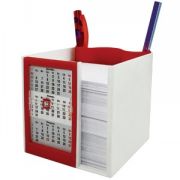 Календарь настольный  на 2 года с кубариком; белый с красным; 11х10х10 см; пластик