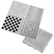 Набор игр: шахматы, нарды, шашки, крестики-нолики, уголки; 11х11х2 см; металл