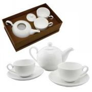 Чайный набор: чайник и две чайные пары; 32,5х18,5х11,3см, 190мл; фарфор