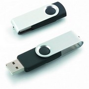 USB flash-память (1G); серебристый с черным; 5,5 х1,8см; пластик, металл