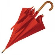 Зонт-трость с деревянной ручкой, полуавтомат; красный; D=103 см; нейлон