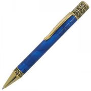 GRAND, ручка шариковая, синий/золотистый, металл