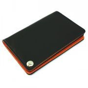 Футляр для пластиковых карт,визиток,карт памяти и SIM-карт, черный с оранжевым, 7х10,3х1,2 см;искусственная кожа