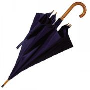 Зонт-трость с деревянной ручкой, полуавтомат; синий; D=103 см; нейлон
