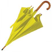 Зонт-трость с деревянной ручкой, полуавтомат; желтый; D=103 см; нейлон
