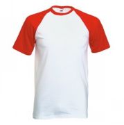 Футболка "Short Sleeve Baseball T", белый с красным_S, 100% х/б, 160 г/м2