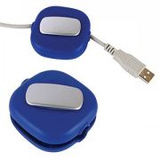 Катушка для USB-кабеля с фиксатором длины; синий; 6,3х5,9х2,4 см; пластик