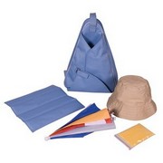 Набор для отдыха: панама, зонтик, дождевик, коврик, емкость-холодильник; голубой; 32х9х42 см; полиэстер