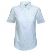 Рубашка "Lady-Fit Short Sleeve Oxford Shirt", белый_M, 70% х/б, 30% п/э, 130 г/м2