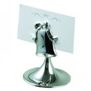 Подставка для визиток "Колокольчик"; 14х10,5х10,3 см; посеребренный металл