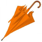Зонт-трость с деревянной ручкой, полуавтомат; оранжевый; D=103 см; нейлон