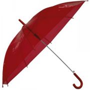 Зонт-трость прозрачный с пластиковой ручкой; прозрачно-красный; D=103 см; ПВХ