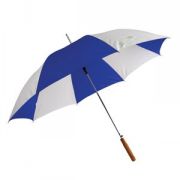 Зонт с деревянной ручкой, полуавтомат; белый с синим; D=103 cм; нейлон
