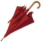 Зонт-трость с деревянной ручкой, полуавтомат; бордовый; D=103 см; нейлон