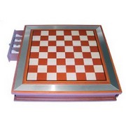 Мини-шахматы с выдвигающимся ящиком; 27х27х4,5 см; металл, дерево