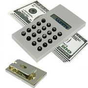 Калькулятор с клипом для купюр; 3,5х6,2х1,3 см; металл