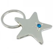 Брелок "Звезда" с голубым кристаллом; 4,4х4,6х0,3 см; металл