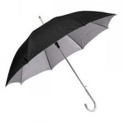Зонт-трость с алюминиевой ручкой "Silver", полуавтомат; черный с серебром; D=103 см; нейлон