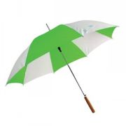 Зонт с деревянной ручкой, полуавтомат; белый с зеленым; D=103 cм; нейлон