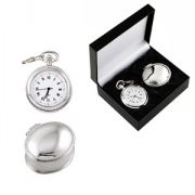 Набор: часы карманные и мини-шкатулка; 13,5х11х5,5 см; посеребренный металл