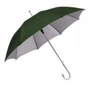 Зонт-трость с алюминиевой ручкой "Silver", полуавтомат; зеленый с серебром; D=103 cм; нейлон