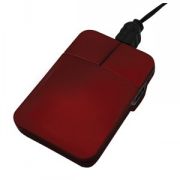 Мышь компьютерная; красный; 5х8,5х1см; прорезиненный пластик