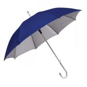 Зонт-трость с алюминиевой ручкой "Silver", полуавтомат; синий с серебром; D=103 см; нейлон