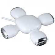 USB-разветвитель (длина провода 80см); белый; 9,5х9,5х2 см; пластик
